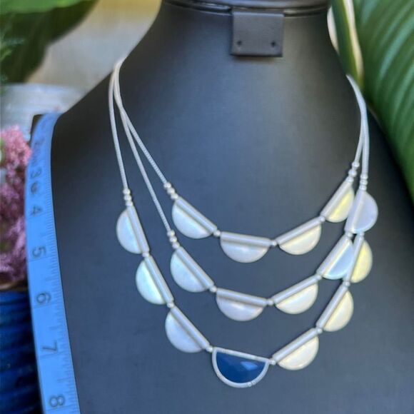 Boho Silver Blue Statement Necklace The Sak Jewelry - Picture 4 of 7